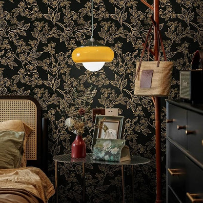 Ismoon Floral Peel and Stick Wallpaper Vintage Black and Gold Contact Paper - Image 7