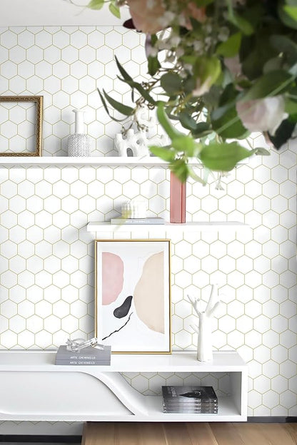 Gold Wallpaper Geometric Peel and Stick Wallpaper - Image 3