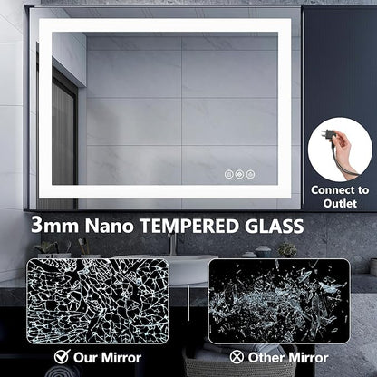 DUMOS 24.1"x36.1" LED Bathroom Mirror, Smart Anti-Fog Bathroom Vanity Mirror - Image 7