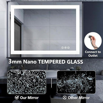 DUMOS 32.1"x40.1" LED Bathroom Mirror, Smart Anti-Fog Bathroom Vanity Mirror - Image 7