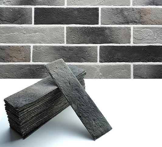 Gray Faux Brick Wall Tiles, 3D Thin Brick Veneers by Holydecot