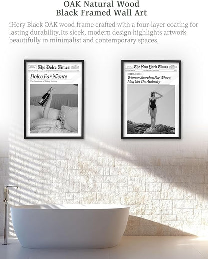 iHery Premium Natural Black OAK Wood 12x16in Dolce Far Niente Framed Wall Art - Image 5