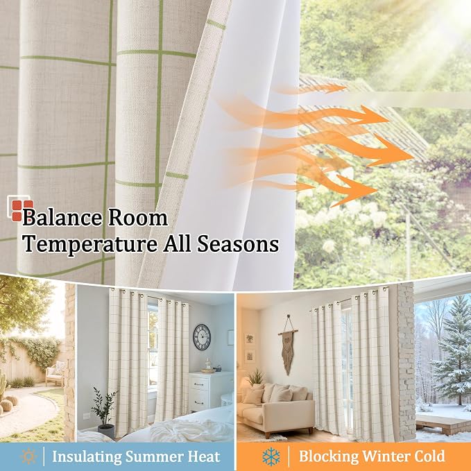 Lajode Sage Green Linen Blackout Curtains - Image 7