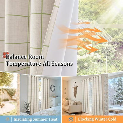 Lajode Sage Green Plaid Patterned Curtains Thermal Insulated - Image 7