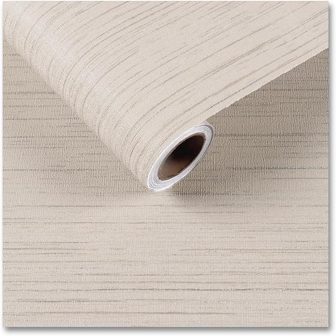 CRE8TIVE Large Size 24"x354" Cream White Grasscloth Peel and Stick Wallpaper by CRE8TIVE
