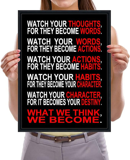 Pyradecor Black Framed Canvas Wall Art Inspirational Poster Office Positive - Image 5