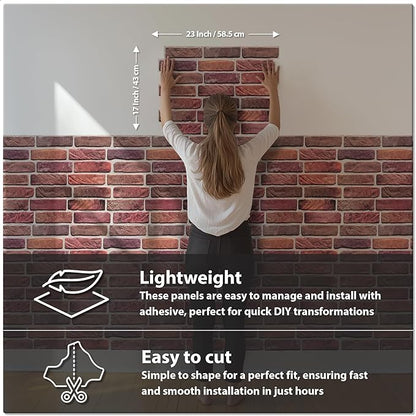 CONCORD WALLCOVERINGS ™ 3D Red Faux Brick Wall Panels - Image 2