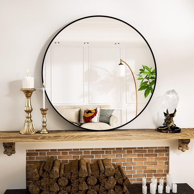 VooBang Round Mirror 19.6" Black Wall Mounted Circle Mirrors Vanity Mirror - Image 5