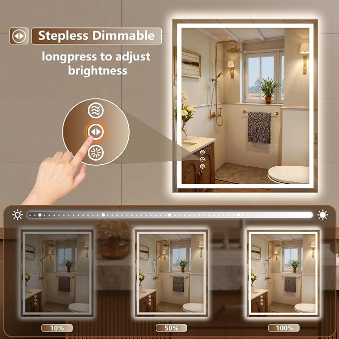 48x36 Inch LED Lighted Bathroom Mirror - Image 3