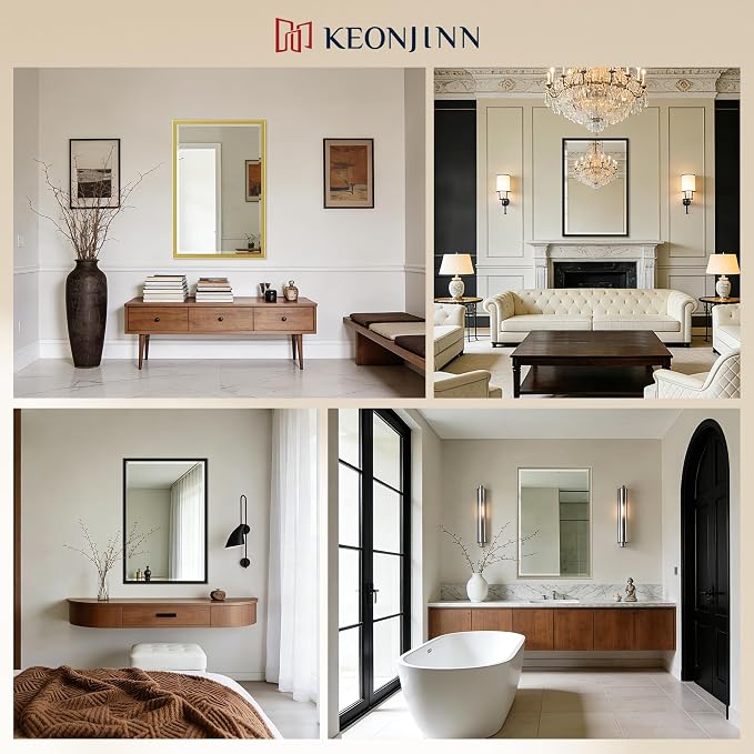 Keonjinn 48" x 30" Brushed Gold Bathroom Mirrors - Image 9