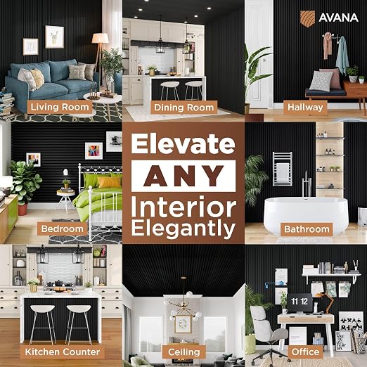 Avana Modern Acoustic Wood Wall Panels – 47.2 X 12.6 Inch Black Oak Acoustic 2 - Image 3