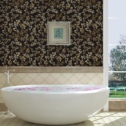 Extra Long Dark Floral Peel and Stick Wallpaper 17.5In x 32.8Ft, Vintage - Image 4