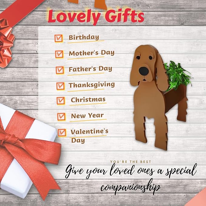 Brown Cocker Spaniel Dog Planter Plant Pots,Cute Garden Dog Flower Planter,Dog Planters Birthday Gifts for Women,Office,Indoor/Outdoor Decor（9.45 * 9.17 * 13.39in）