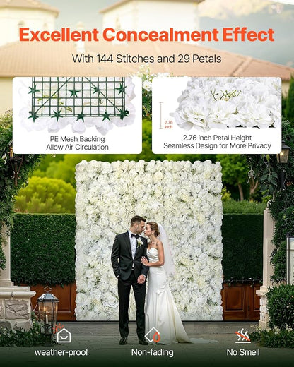 VEVOR 3D Flower Wall Panel, Artificial Floral Wall Background Mesh Backing Mat - Image 3