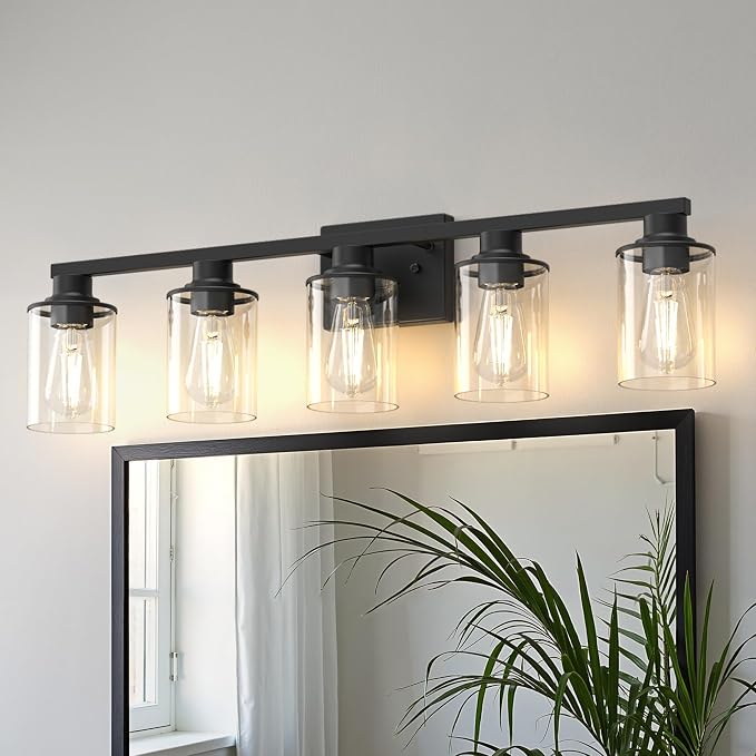 DORESshop Bathroom Light Fixtures, 5-Light Black Bathroom Lighting Fixtures by DORESshop