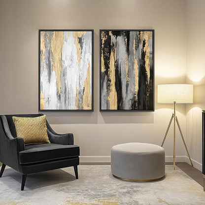 Large Framed Black and White Abstract Wall Art - Image 5