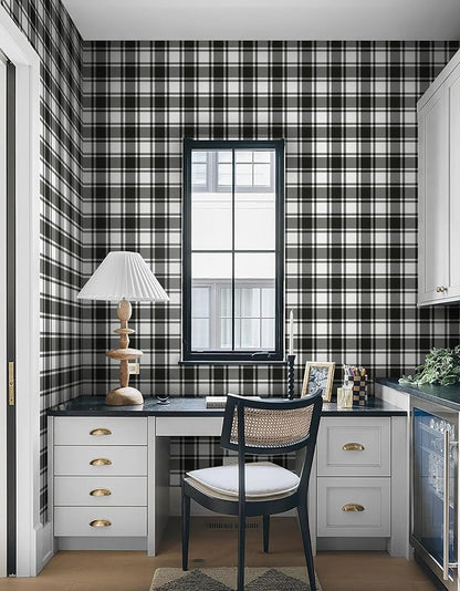 Guvana 17.7"x197" Black and White Peel and Stick Wallpaper Trellis Removable - Image 5