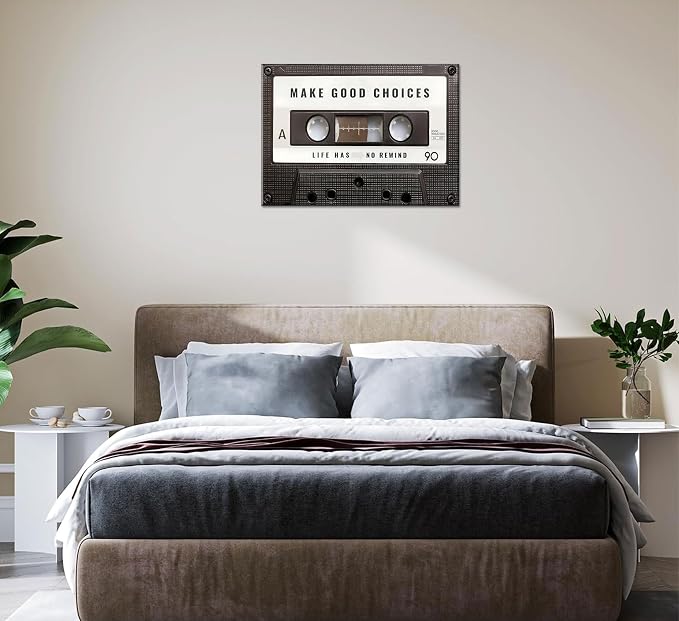Inspirational Office Canvas Wall Art Picture Vintage Cassett Tape Prints Make - Image 4