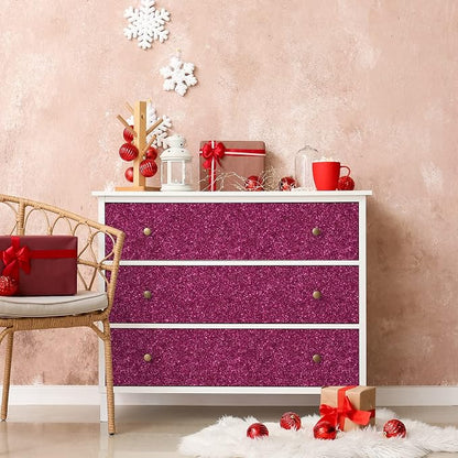 CHIHUT Hot Pink Glitter Peel and Stick Wallpaper Sparkly Pink Contact Paper - Image 3