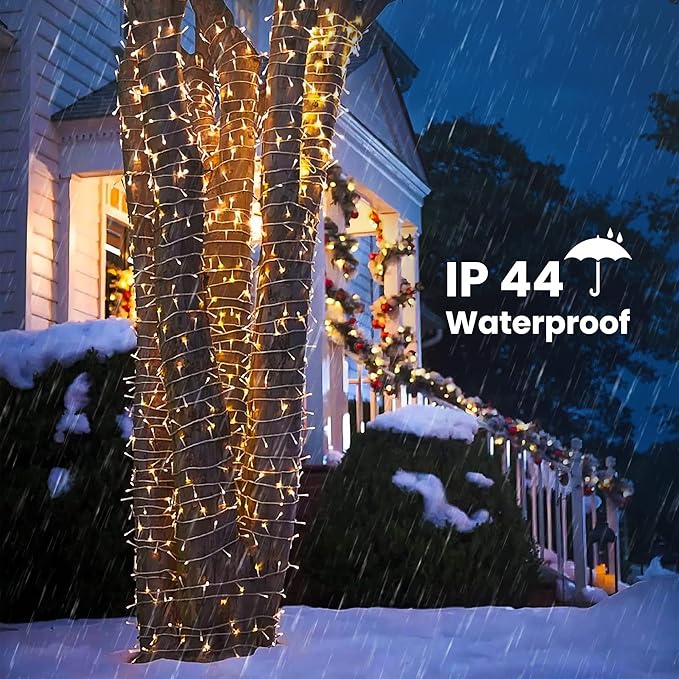 175Ft Christmas Lights Outdoor, 500 LED Christmas String Lights with 8 Modes, Timer, Waterproof Fairy Twinkle Lights for Christmas Party, Garden, Wedding, Holiday, Xmas Tree Decorations (Warm White)