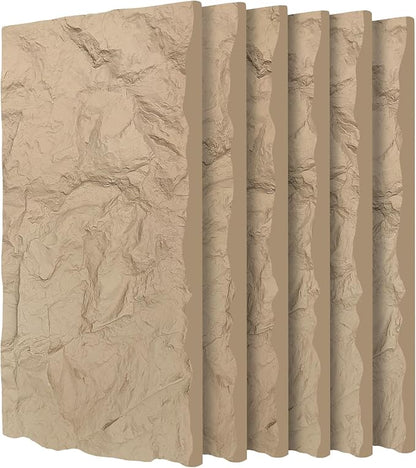 3D Faux Stone Wall Panels, Lightweight & Waterproof Accent Marble Rock Skin by Gahowlen