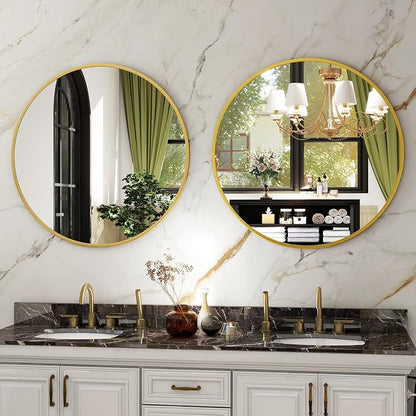 HARRITPURE Round Mirror 30 Gold Wall Mounted Circle Mirrors Vanity Mirror - Image 8