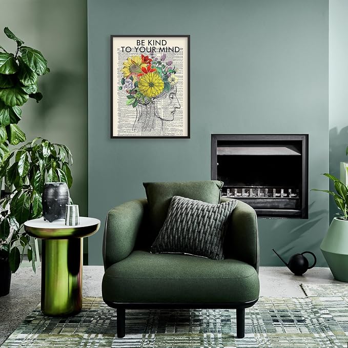 Be Kind To Your Mind Quote Poster Prints Mental Health Canvas Wall Art 08x10 - Image 5