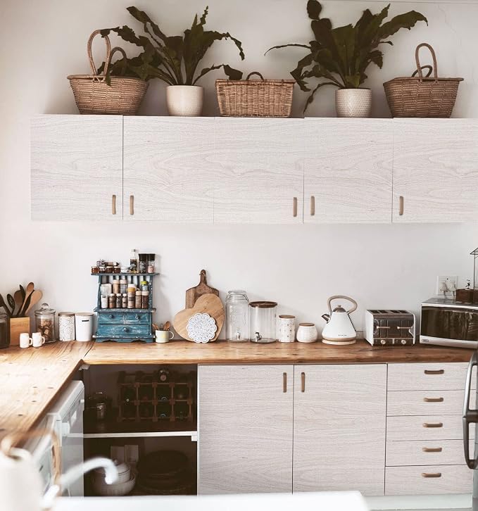 White Wood Contact Paper for Cabinets/Drawers Wood Grain Peel and Stick - Image 4