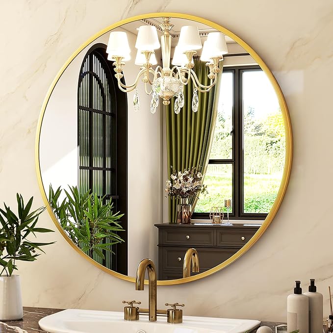 HARRITPURE Round Mirror 30 Gold Wall Mounted Circle Mirrors Vanity Mirror - Image 9