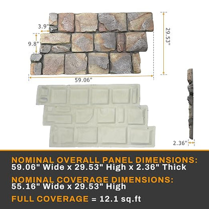 ROOMTEC 3-Packs Faux Stone Wall Covering Panels - Image 2