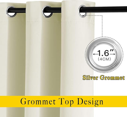 NICETOWN Room Darkening Beige Curtain 84 inch Length - Image 3