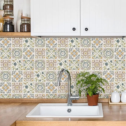 Wudnaye Bohemian Wallpaper Peel and Stick Faux Tile Contact Paper 17”×393” Tile - Image 2
