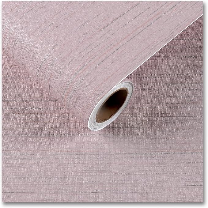 CRE8TIVE Large Size 24"x354" Pale Pink Grasscloth Peel and Stick Wallpaper by CRE8TIVE