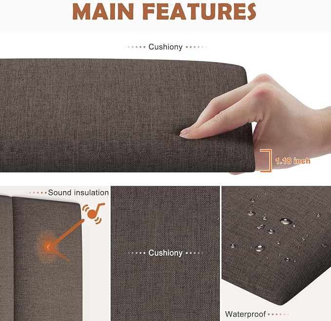 IFNOW Upholstered Wall Mounted Headboard, 3D Soundproof Peel and Stick Panels - Image 4