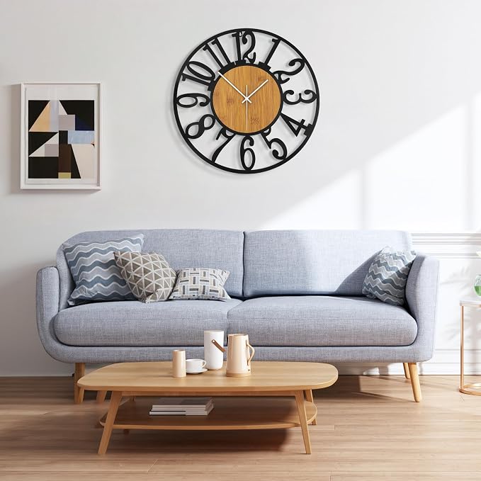 Large Wall Clock for Living Room Decor, 24 Inch Non Ticking Silent, Battery - Image 7