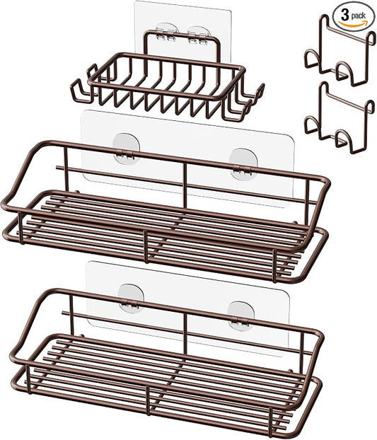 Nieifi Shower Caddy Shelf with Hooks Storage Rack Organizer Adhesive Stainless by Nieifi