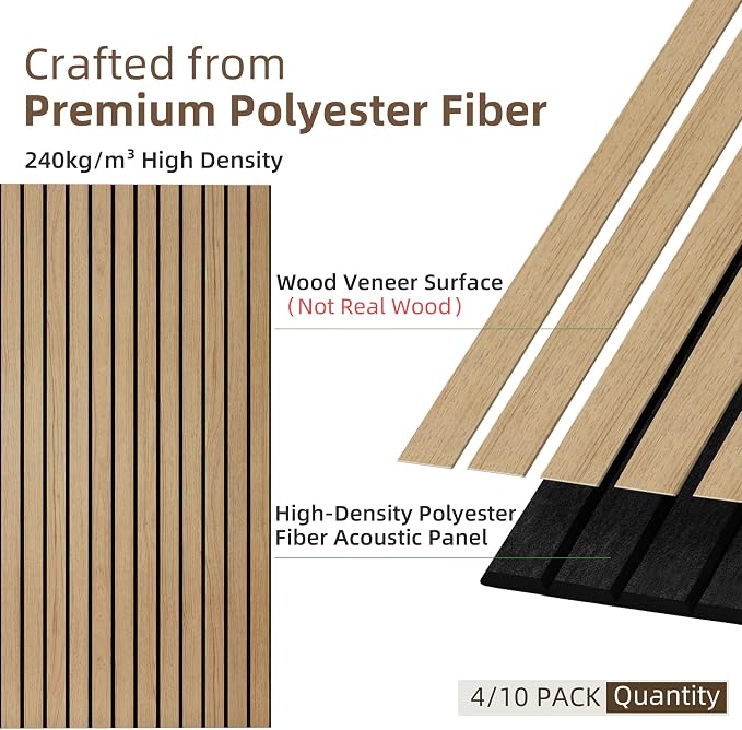 TO-TH Wood-Look Acoustic Panel, 4 Pack 47.2” x 23.6” Soundproof Wall Panels - Image 3
