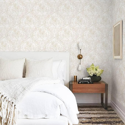 Ismoon Floral Peel and Stick Wallpaper Vintage Beige Contact Paper Boho - Image 6