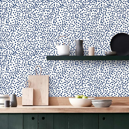 Jeweluck Blue Polka Dot Peel and Stick Wallpaper Blue and White Contact Paper - Image 2