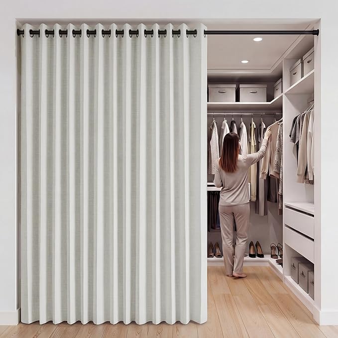 RYB HOME Accordion Style Closet Curtain-100% Blackout Folding Accordion Curtain by RYBHOME
