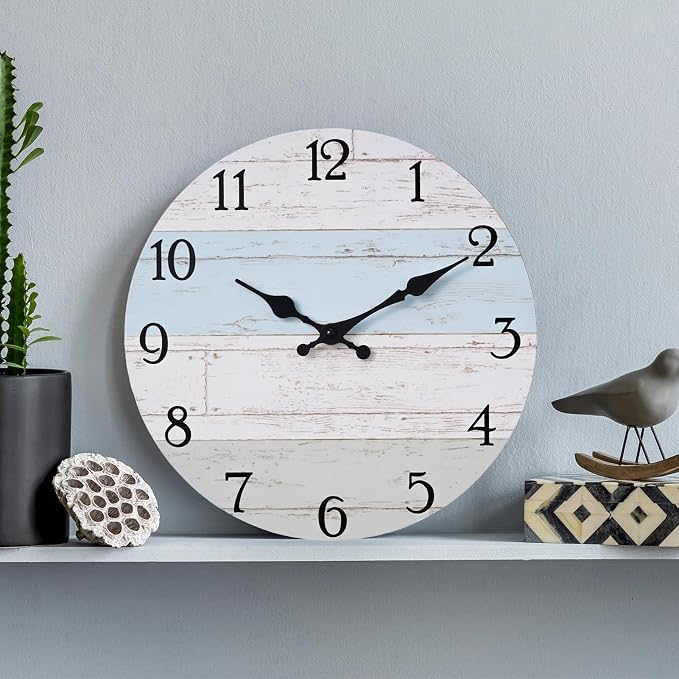 KECYET Wall Clock 14 Inch Silent Non-Ticking Coastal Beach Style Wall Clocks - Image 2