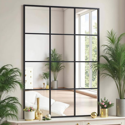 Dewfig Rectangle Window Mirror Wall Mounted, Large Black Mirrors - Image 4