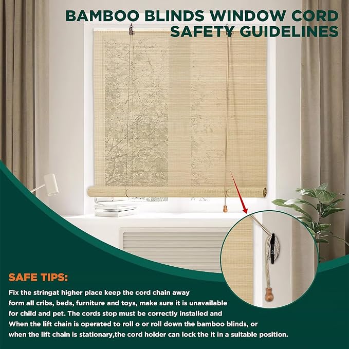 Bamboo Blinds for Interior Windows Easy to Install Bamboo Shades for Indoor - Image 4