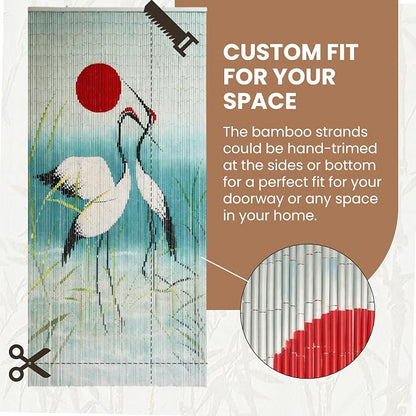 Vietbud Décor Cranes with Red Sun Beaded Curtains - Image 4