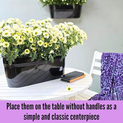 LaLaGreen Wall Planter Black Oval Metal Pot Hanging Decor Flower Railing Fence - Image 8