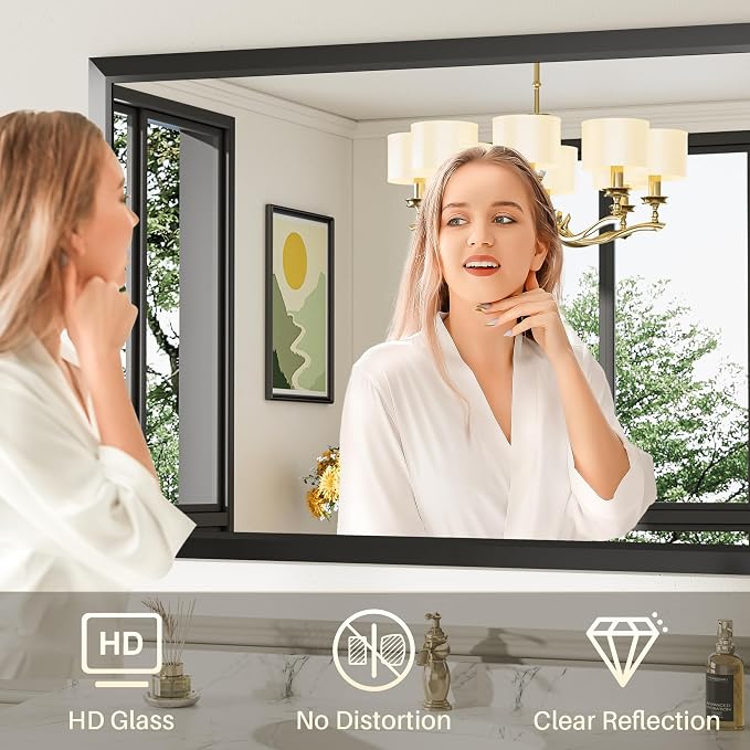 Briivue 28x36 Inch Black Bathroom Mirror - Image 4
