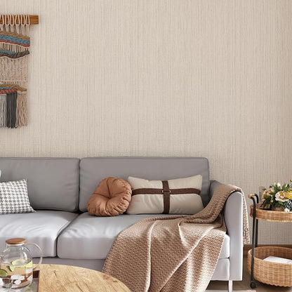 CRE8TIVE Large Size 24"x354" Cream White Grasscloth Peel and Stick Wallpaper - Image 2