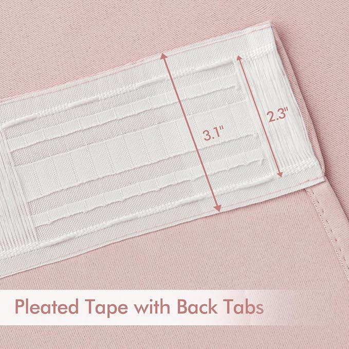 MIULEE Baby Pink Back Tab Blackout Curtains 90 Inch Long 2 Panels Set - Image 4