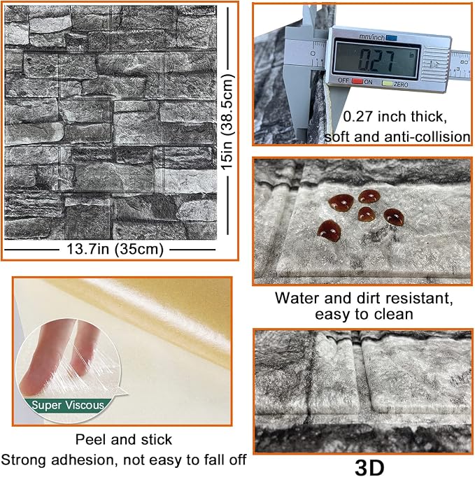 20PCS 3D Wall Panels Peel and Stick 3D Brick Wallpaper Peel and Stick Faux - Image 5