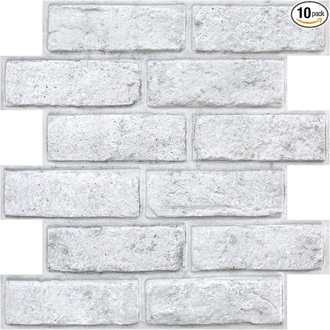 3D Faux Brick Wall Panels Peel and Stick, Small Brick-Look Textured Wall Sticker by SMOOSTIKCDECOR